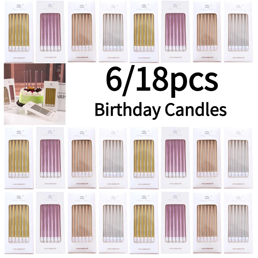 Candle For Supplies - 6/18 adet Metal Altın Gümüş Doğum