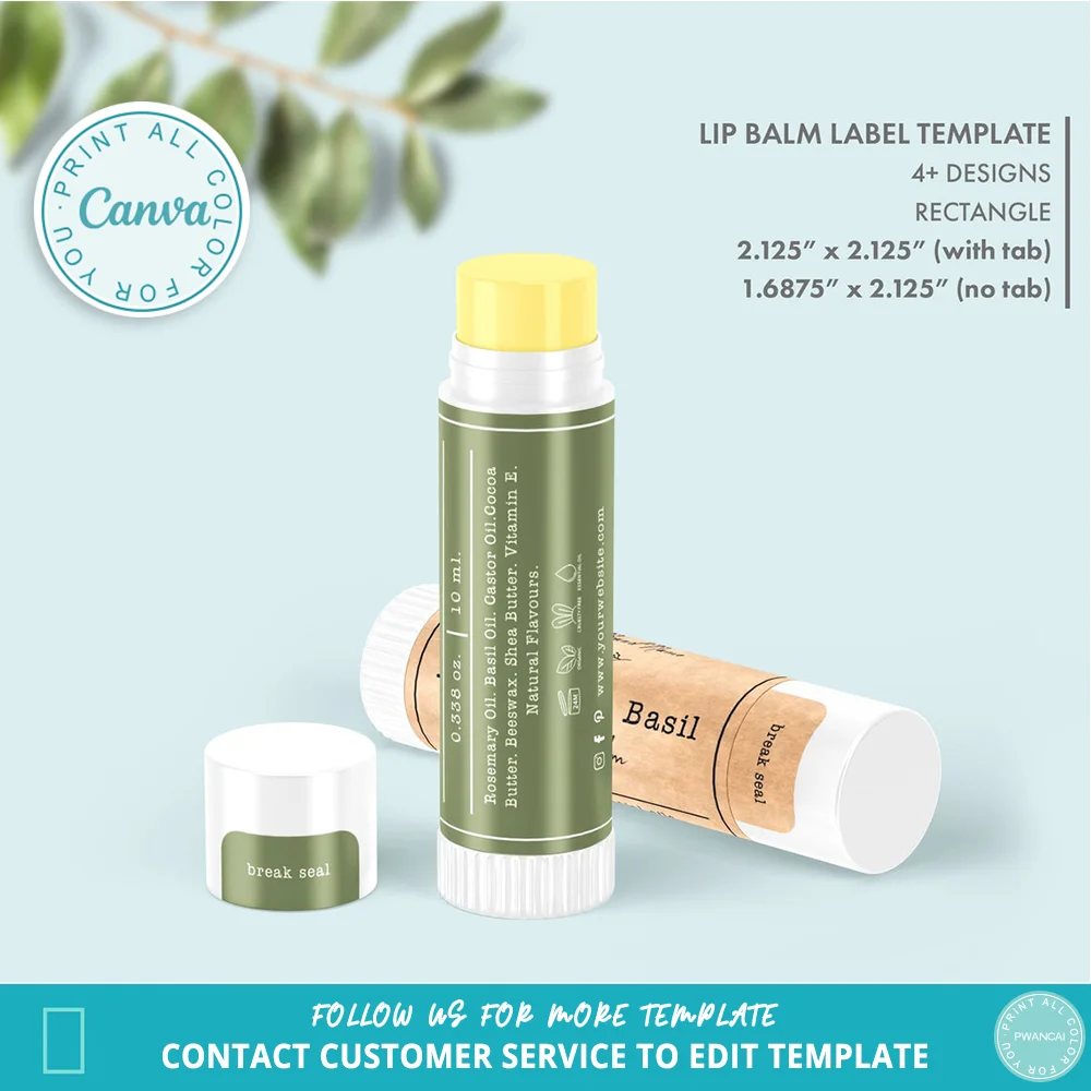 Sticker Label Template - Minimalist Botanik Dudak Balsamı Etiket Şablonu